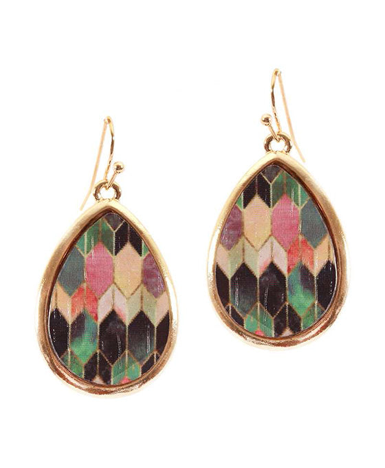 Wood Moroccan Teardrop Earring