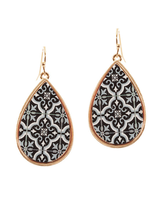 Wood Moroccan Teardrop Earing