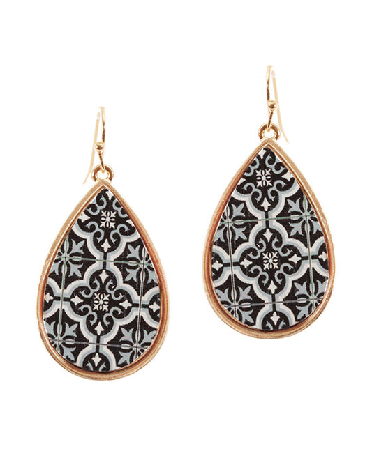 Wood Moroccan Teardrop Earing