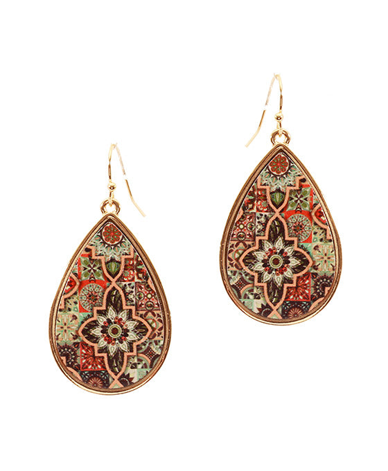 Wood Moroccan Teardrop Earing