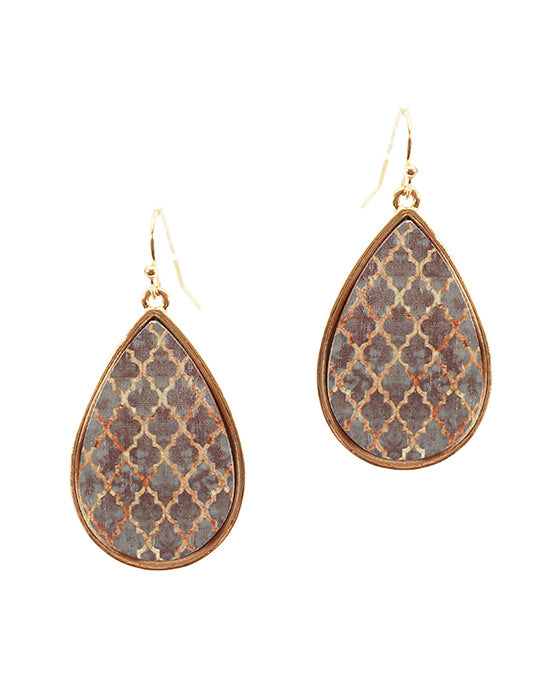 Wood Moroccan Teardrop Earing