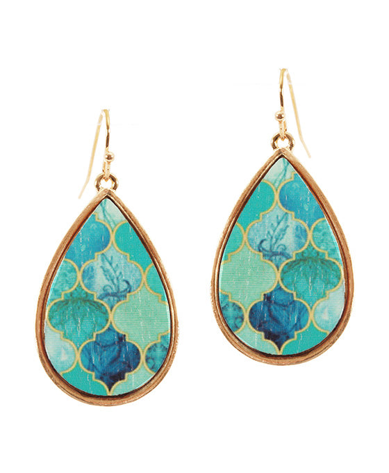 Wood Moroccan Teardrop Earing
