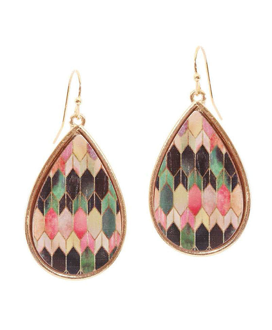 Wood Moroccan Teardrop Earing