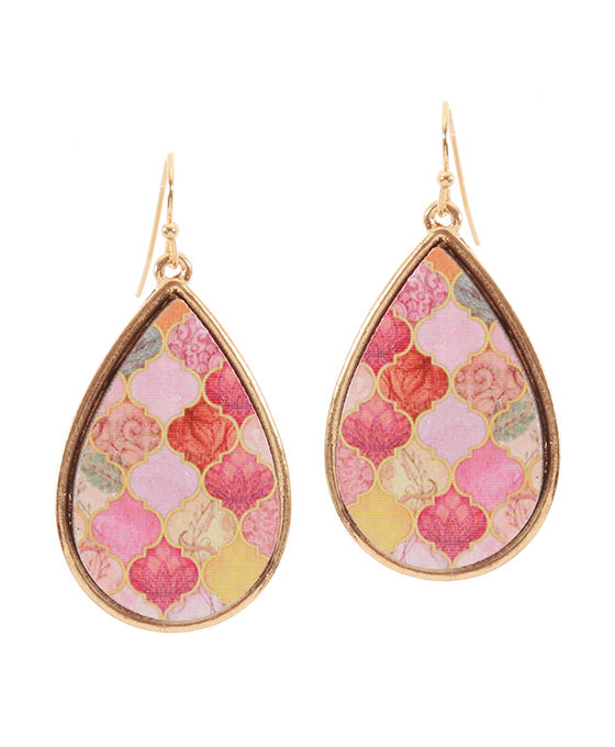 Wood Moroccan Teardrop Earing
