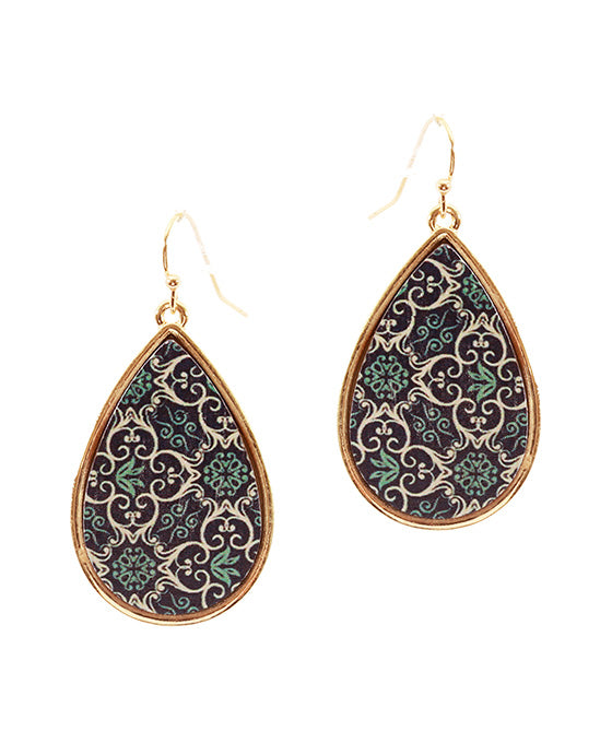 Wood Moroccan Teardrop Earing