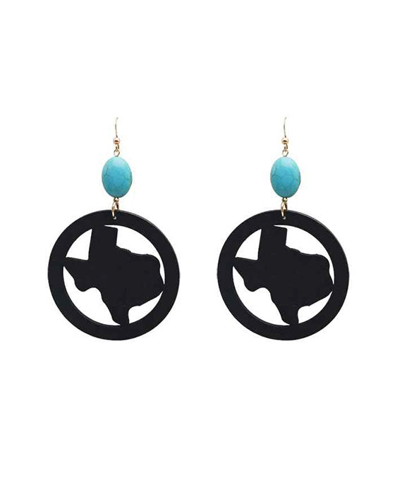 Texas Map Wood Earring