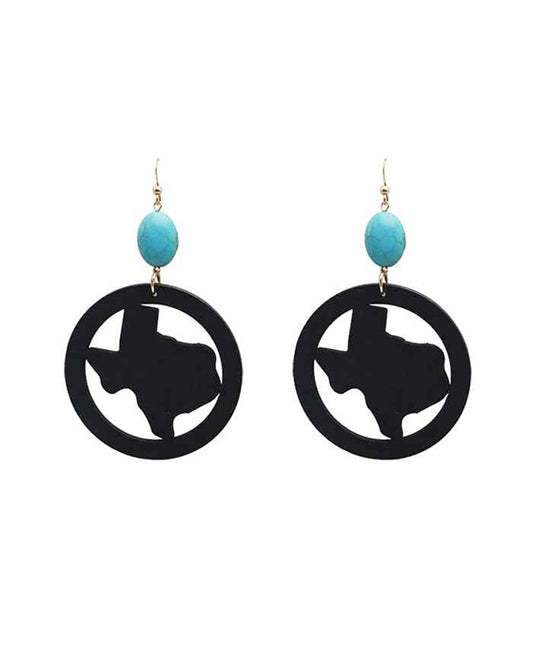 Texas Map Wood Earring