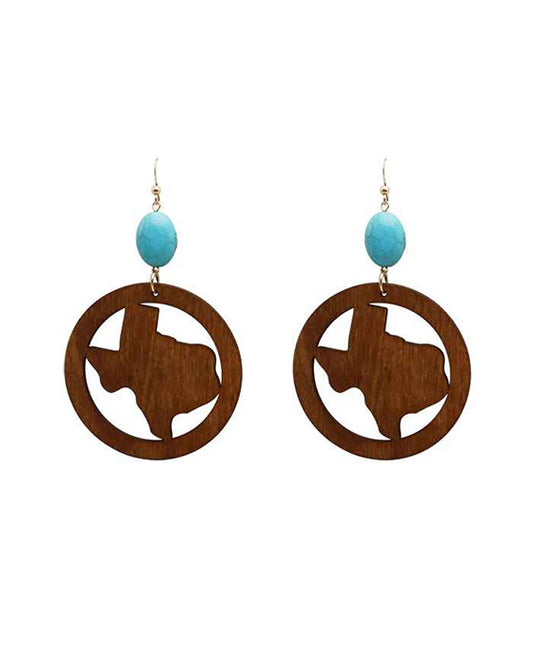 Texas Map Wood Earring