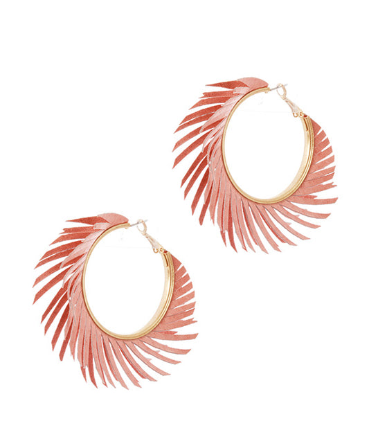40mm Pigskin Fringe Hoop Earring