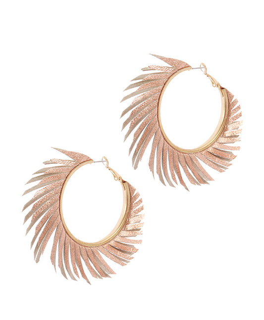 40mm Pigskin Fringe Hoop Earring