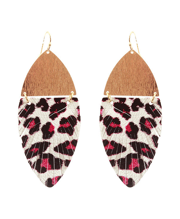 Metal Leather Sting Lay Fringe Earring