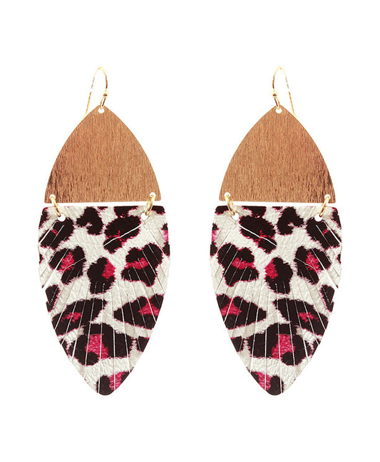 Metal Leather Sting Lay Fringe Earring