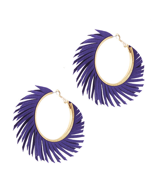40mm Fabric Hoop Fringe Earring