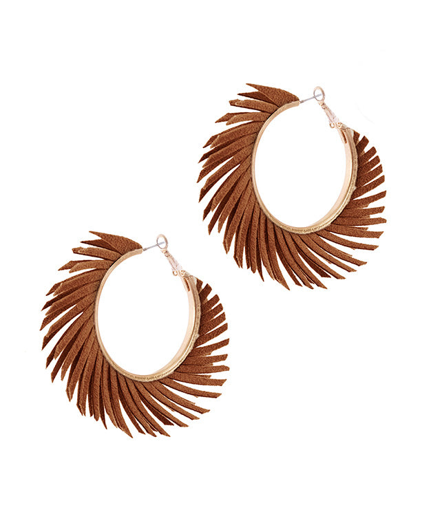 40mm Fabric Hoop Fringe Earring