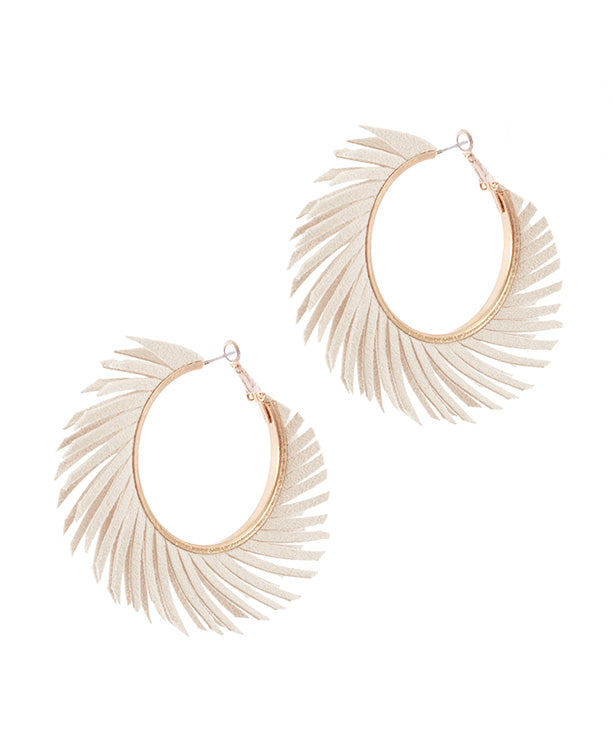 40mm Fabric Hoop Fringe Earring