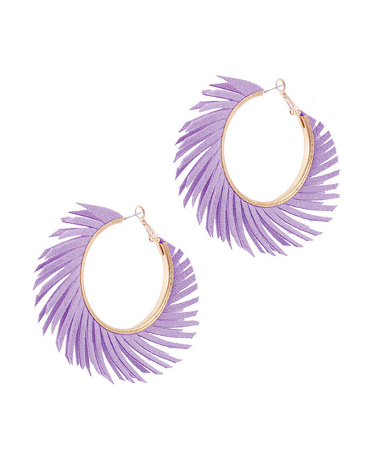 40mm Fabric Hoop Fringe Earring