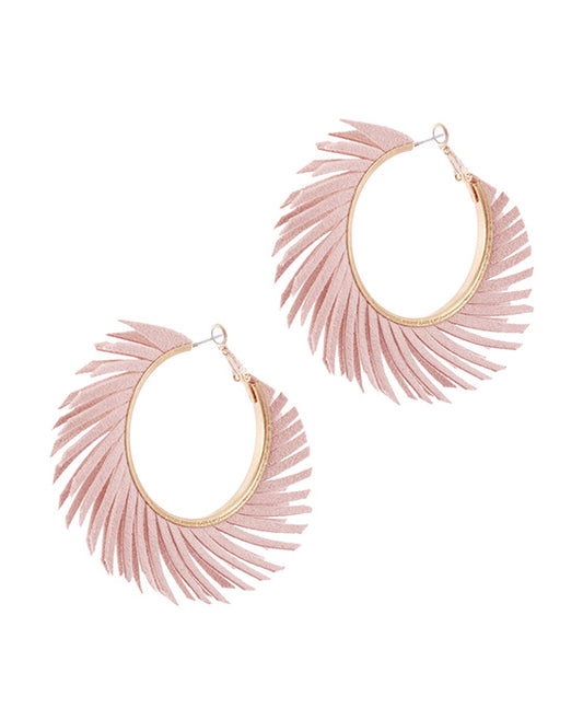 40mm Fabric Hoop Fringe Earring