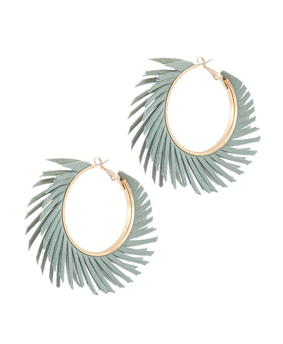 40mm Fabric Hoop Fringe Earring