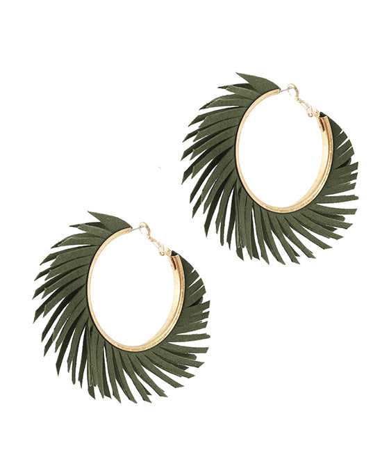 40mm Fabric Hoop Fringe Earring