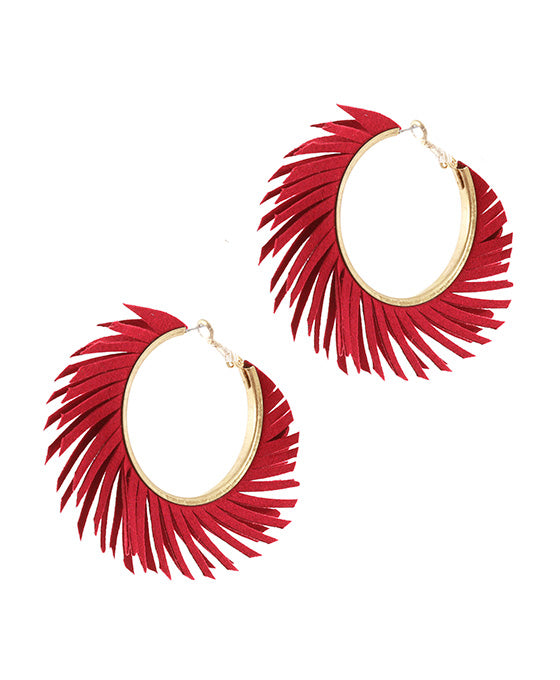 40mm Fabric Hoop Fringe Earring