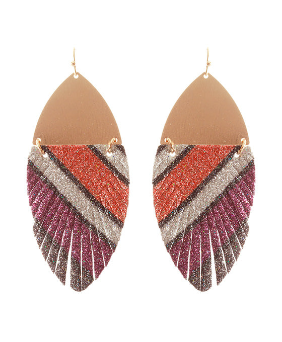 Metal Glitter Marquise Earring