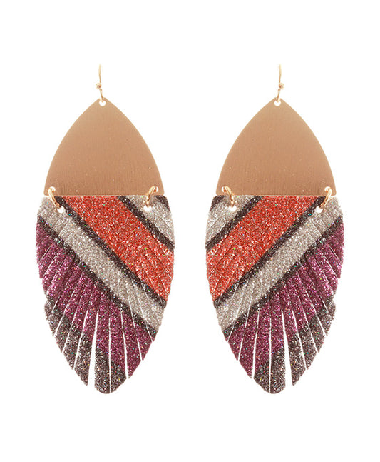Metal Glitter Marquise Earring