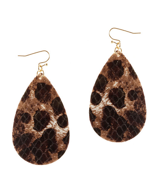Leather Pattern Teardrop Earring