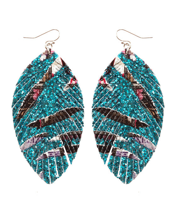 Leather Glitter Earring