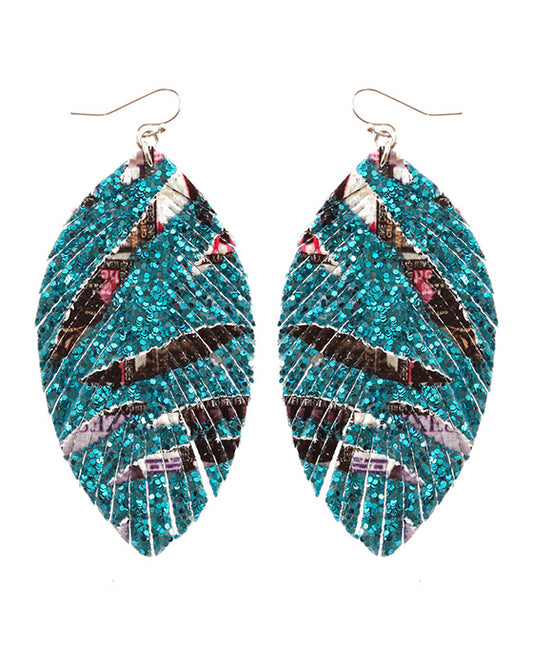 Leather Glitter Earring