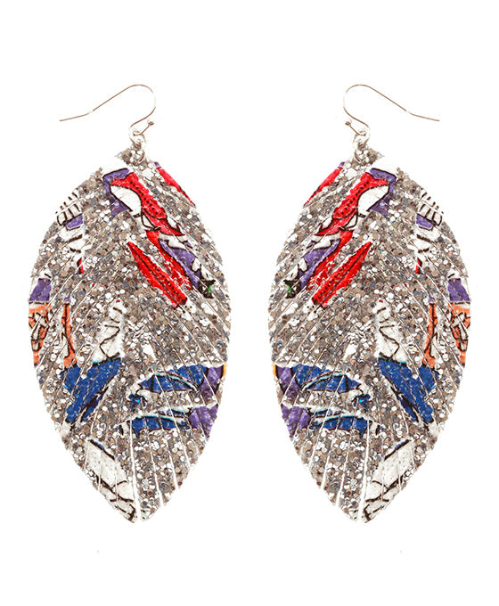 Leather Glitter Earring