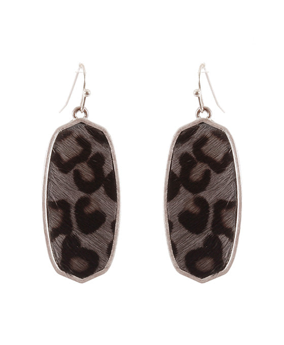 Leather Animal Print Baroque Earring