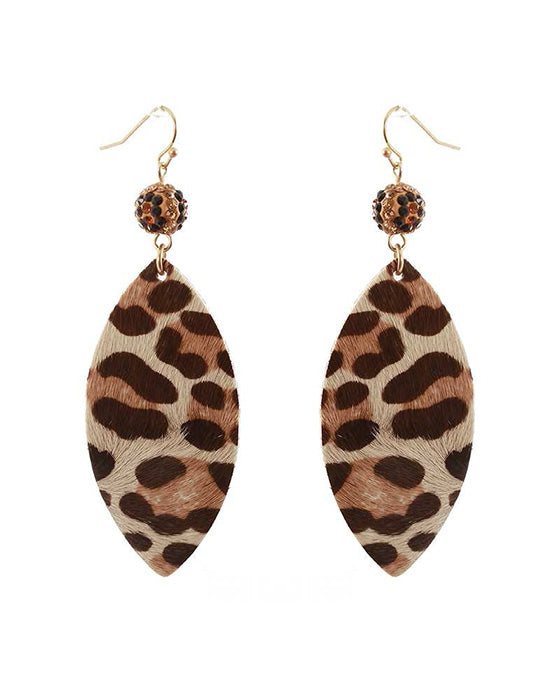 Crystal Leather Pattern Marquise Earring