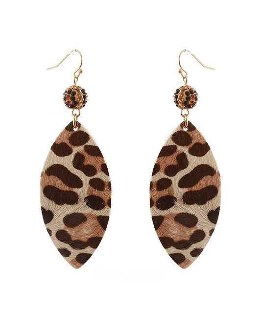 Crystal Leather Pattern Marquise Earring