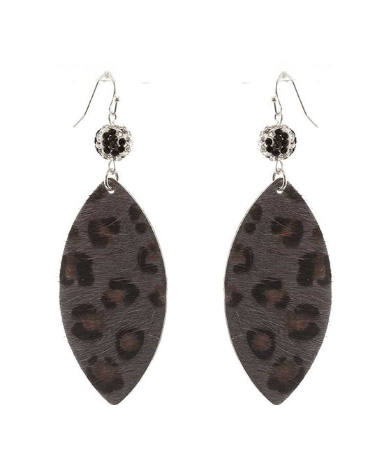 Crystal Leather Pattern Marquise Earring