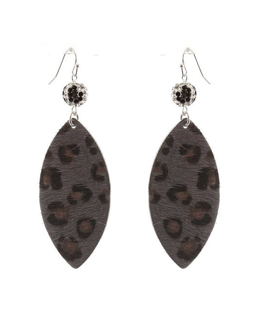 Crystal Leather Pattern Marquise Earring