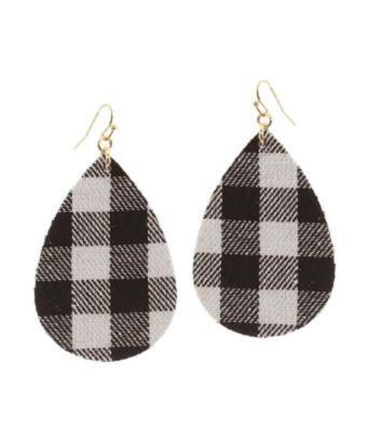 Fabric Buffalo Plaid Teardrop Earring
