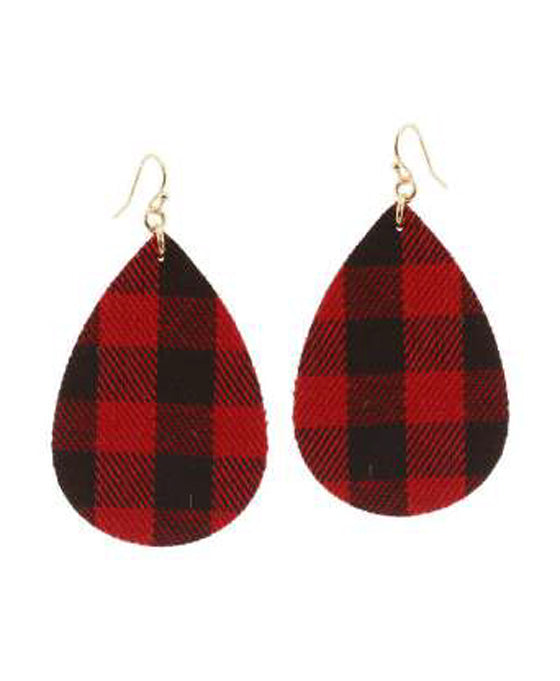 Fabric Buffalo Plaid Teardrop Earring