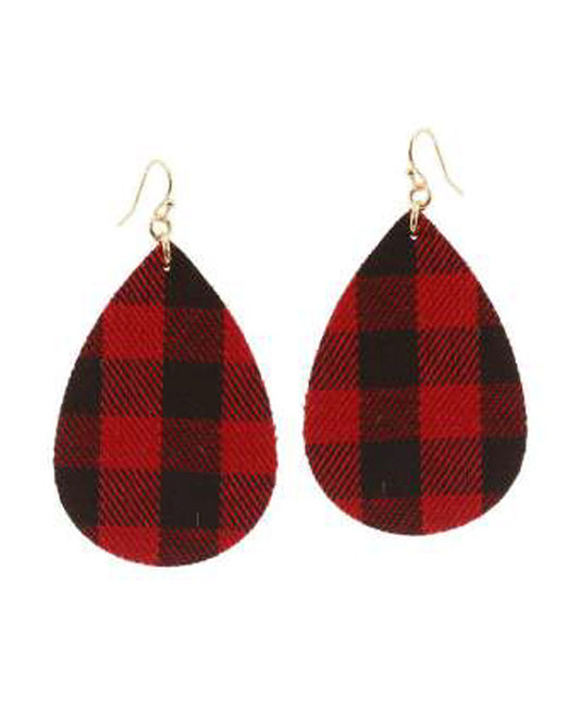 Fabric Buffalo Plaid Teardrop Earring