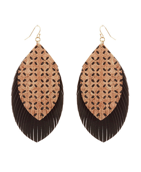 Cork Fringe Laser-Cut Fringe Earring