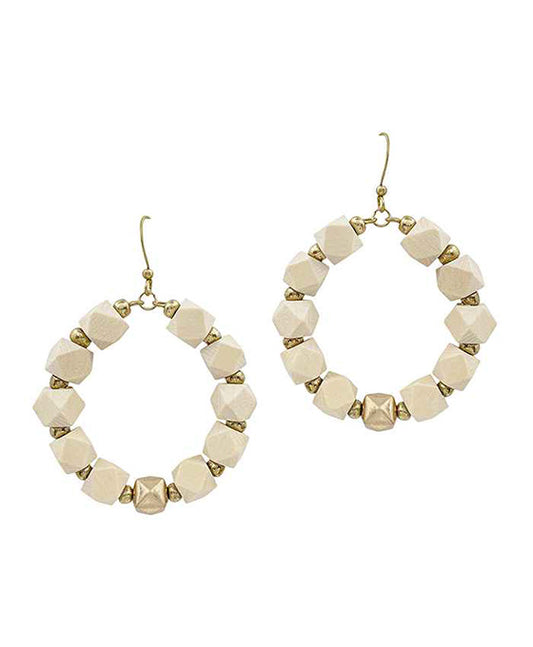Hexagon Wood & Metal Earring