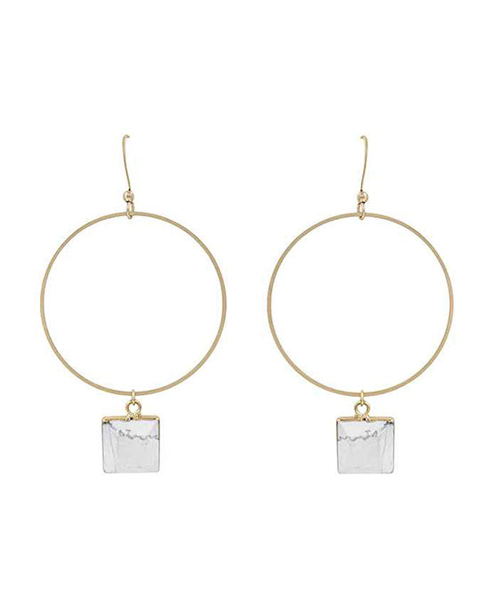Ring Metal w/ Square Stone Earring