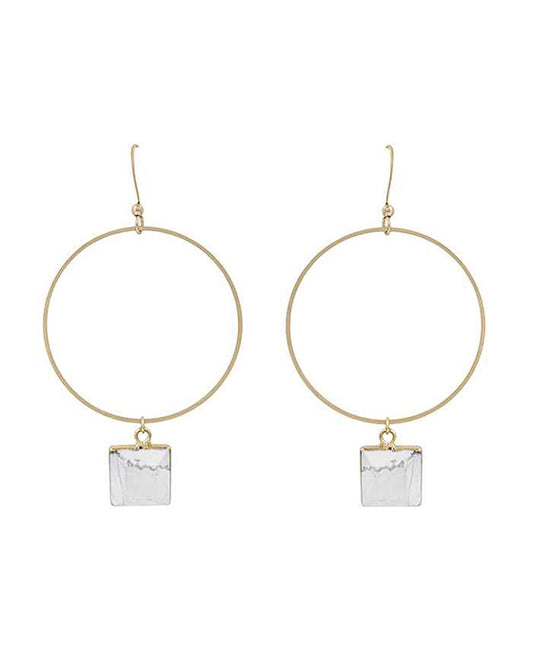 Ring Metal w/ Square Stone Earring
