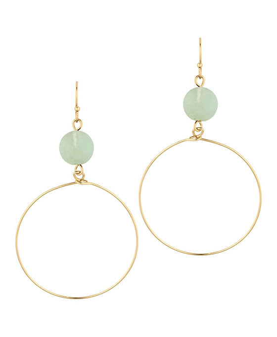 Stone Metal Ring Earring