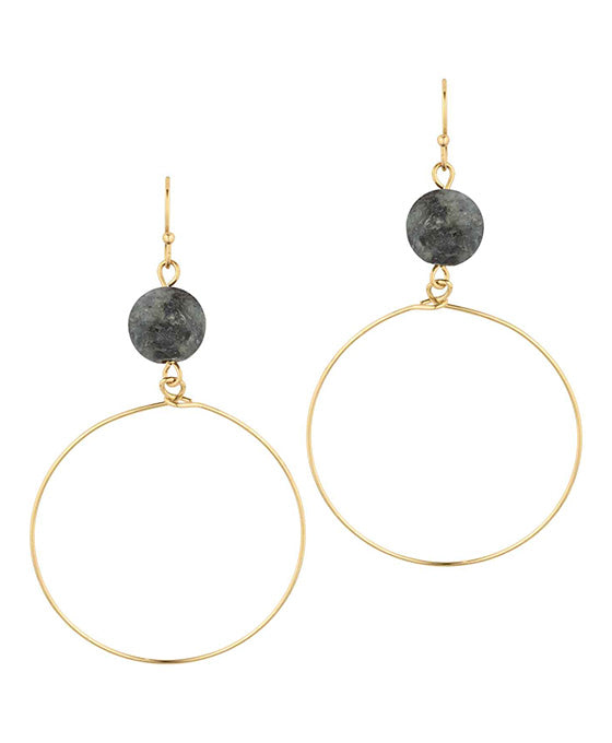 Stone Metal Ring Earring