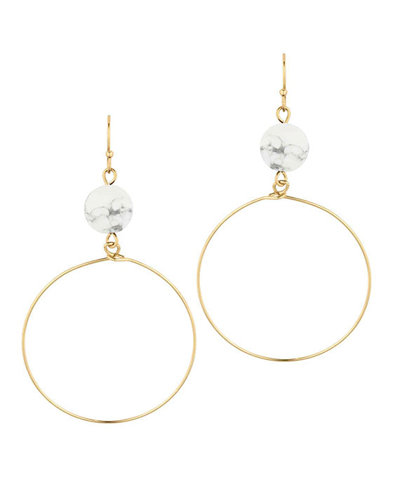 Stone Metal Ring Earring