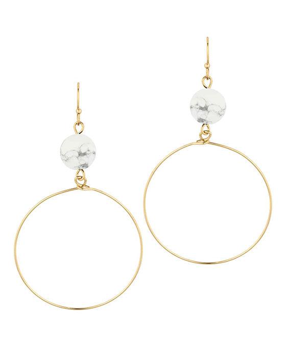 Stone Metal Ring Earring
