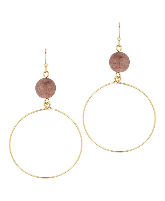Stone Metal Ring Earring