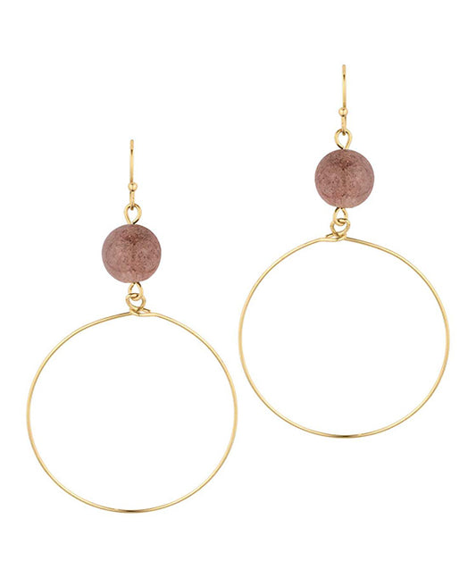 Stone Metal Ring Earring