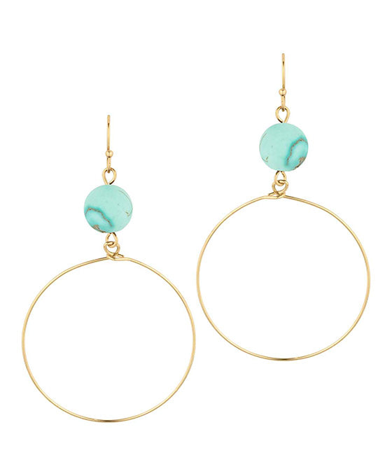 Stone Metal Ring Earring