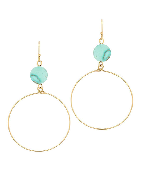 Stone Metal Ring Earring
